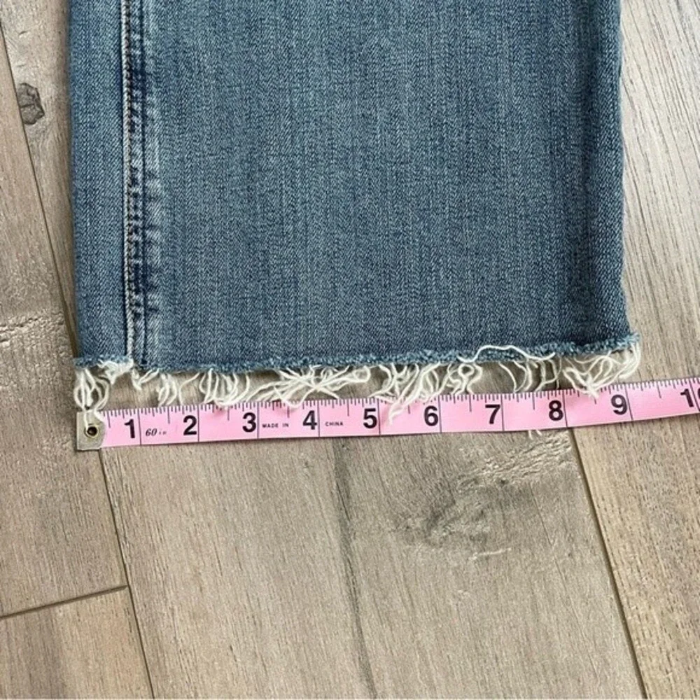 7 For All Mankind high rise straight leg cutoff jeans blue denim size 18